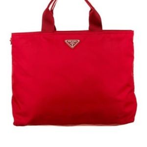 Prada City Calf-Trimmed Tessuto Tote